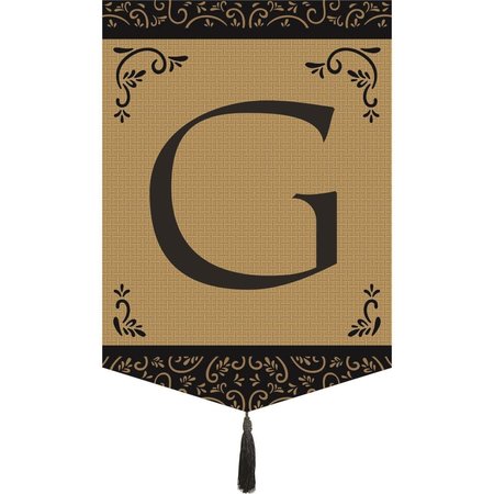 MAGNOLIA GARDEN FLAGS Monogram G Tassel Burlap Garden Flag M030007